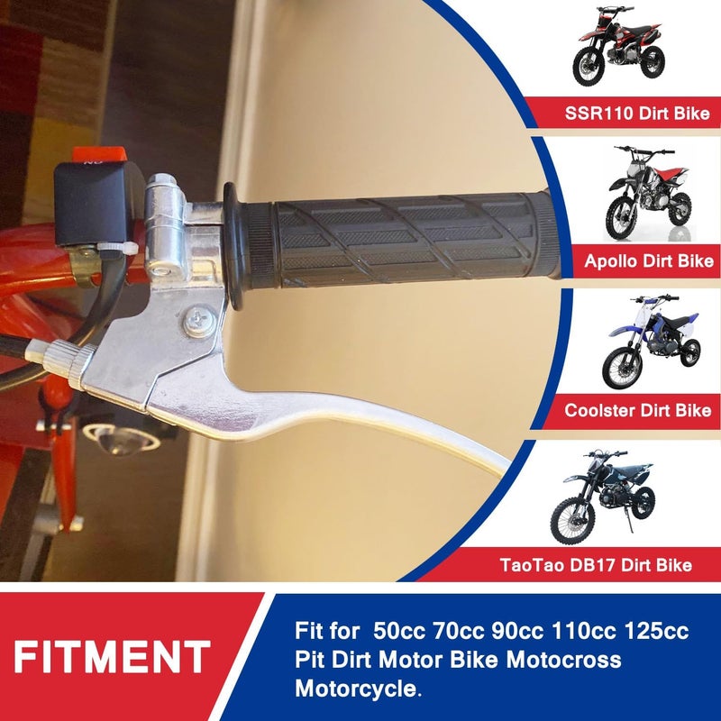 HOOUP 7/8" Dirt Bike Left Clutch Handle Lever and 38.9'' Clutch Cable for SSR110 SSR125 SSR140 Coolster M125 Apollo RFZ125 Tao Tao DB17 Baja Kayo Roketa Kinda Chinese Pit Dirt Bike Motorcycle Silver - Image 2